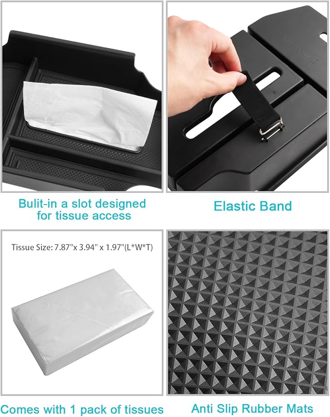 CDEFG for 2023-2025 2026 Honda Accord Center Console Organizer with Tissue Dispenser Slot 2025 2026 Accord Hybrid Accessories Armrest Tray Storage Box(Included Tissue Pack)