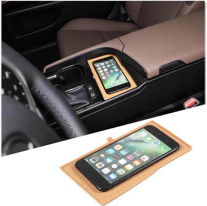 Center Console Mat Wireless Charging Mat Compatible with Lexus ES 2022-2023 ES250 ES300h,Car Non Slip Wireless Charger Silicone Cover Pad Interior Accessories 1PCS (Apricot)
