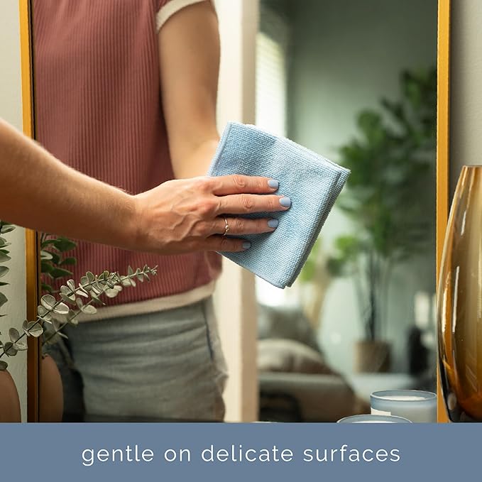 S&T INC. 200 Pack Microfiber Cleaning Cloth, Bulk Towels for Home, Reusable Microfiber Towels for Cars, Cleaning Rags, Light Blue, 11.5 Inches x 11.5 Inches, 200 Count
