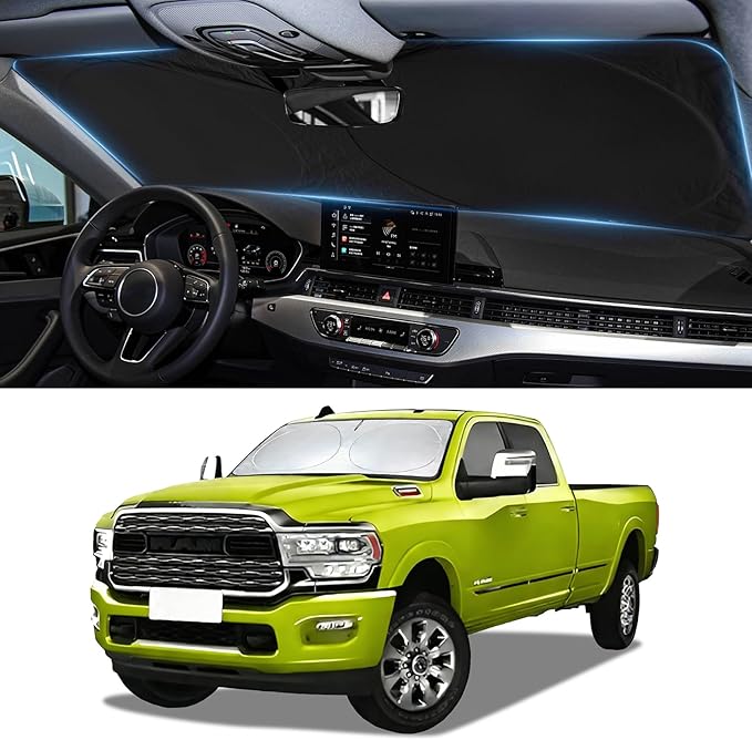 Sunshade for Ram 2500 Windshield Sun Shade for 2010-2025 2026 Dodge RAM 1500 2500 3500 Truck 2Dr RegularCab, 4Dr QuadCab, CrewCab, MegaCab Accessories Front Window Shield Cover Sun Visor Blocker