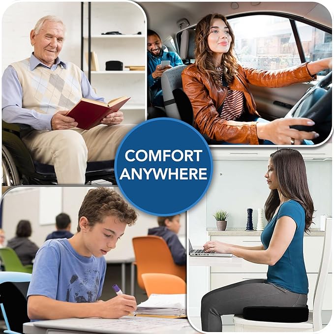 QUTOOL Seat Cushion and Lumbar Support Set for Office Chair – Supports Lower Back & Hips for Long Sitting Comfort, Helps Maintain a Comfortable Sitting Position, Ergonomic Memory Foam, Washable Cover