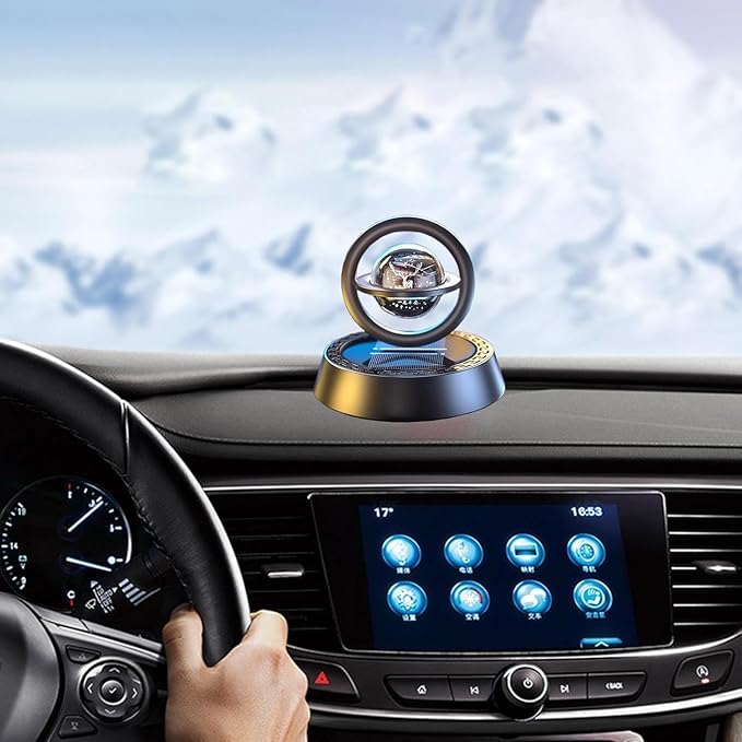 Luxury Solar Aromatherapy Car Air Freshener | Stylish Dashboard Rotating Perfume Diffuser | Plastic Solar-Powered Autorotation Decoration for Car Interior | Eco-Friendly Fragrance Diffuser