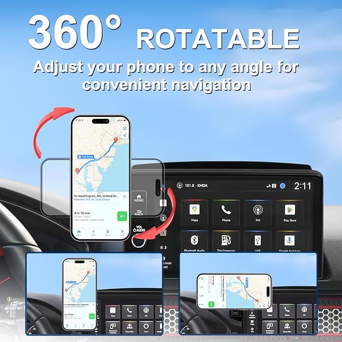 Car Phone Holder for 2022-2025 Honda Civic Accessories 7/9-inch Screen Fixed Clip, Magnet Cell Phone Mount Compatible with MagSafe, Hand-Free 360° Rotation Phone Automobile Cradles Not Affect Air Vent
