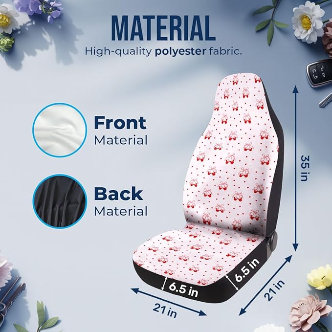 GENANY Pink Polka Dot Car Seat Covers Set of 2, Girly Breathable Front Seat Covers for Truck Sedan SUV, Cute Pink Car Accessories, for Women Men