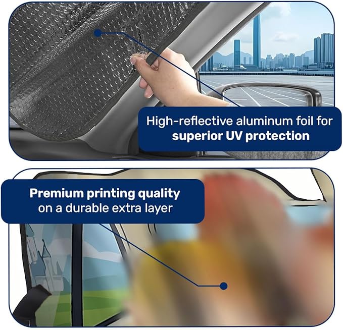 GENANY Video Game Windshield Sun Shade for Car SUV Truck (55x30 Inches), Front Window Visor for Windows, Protector Blocks UV