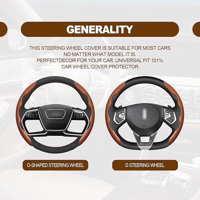 Car Interior Accessories Butterfly Steering Wheel Cover Car Carbon Fiber Anti-Skid Steering Wheel Cover (BROWN)