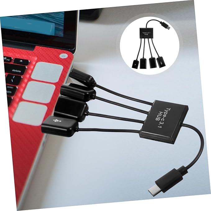 OSALADI 3 Sets 4 Ports Hub Extension Splitter Usbc to USB Adapter Multi-Port USB Charger for Laptop Pc Car Wall OTG No Driver Needed