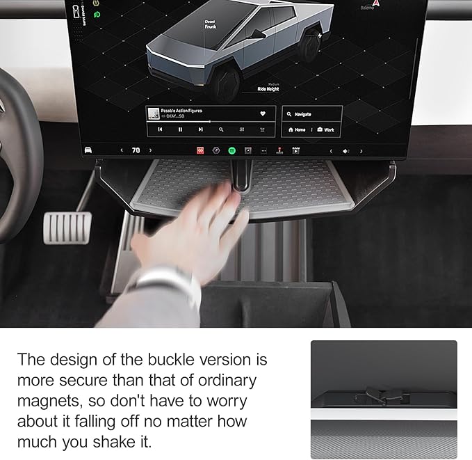 ELECFRESH Center Console Organizer Under Screen Storage Box for 2024 2025 2026Tesla Cybertruck Accessories, Dashboard Hidden Tray for Cybertruck (A)