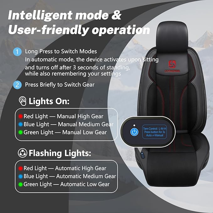 Cooling Car Seat Cushion Front Seat,12V&24V Cooling Seat Cover for Cars with 10 Fans,Rapid Cooling with Automatic Start and Pause Seat Cushion (Black)