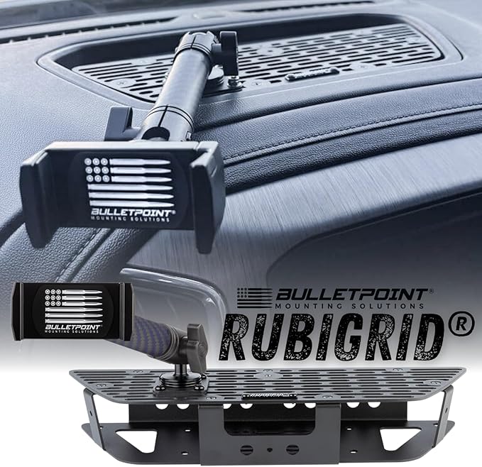 Bulletpoint RubiGrid Metal Dash Mount Phone Holder Compatible with 2019+ Chevrolet Silverado GMC Sierra Multi-Device Holder with 20mm Ball System (Spring-Loaded)
