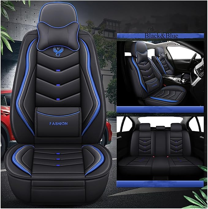 Car Seat Covers Full Set,Automotive seat Covers for Cars,Waterproof Leather seat Covers with Fixed Lumbar Support,Universal Fit for Most Cars,SUV,Trucks and Sedans