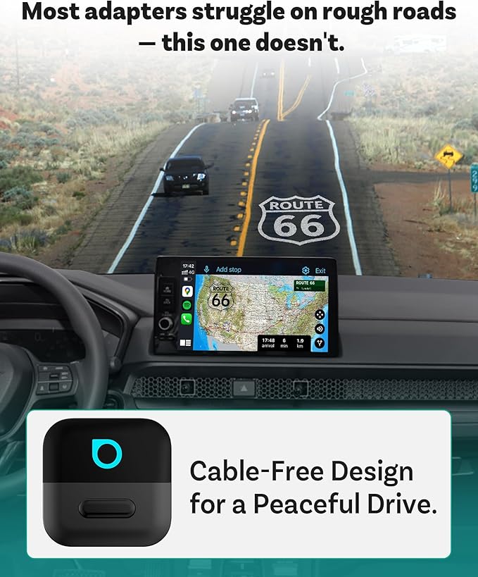 OTTOCAST Mini Pico Wireless CarPlay Adapter, No More Cables, Dual Phone Memory, One-Button Switch, Wi-Fi 6 & Bluetooth 5.4