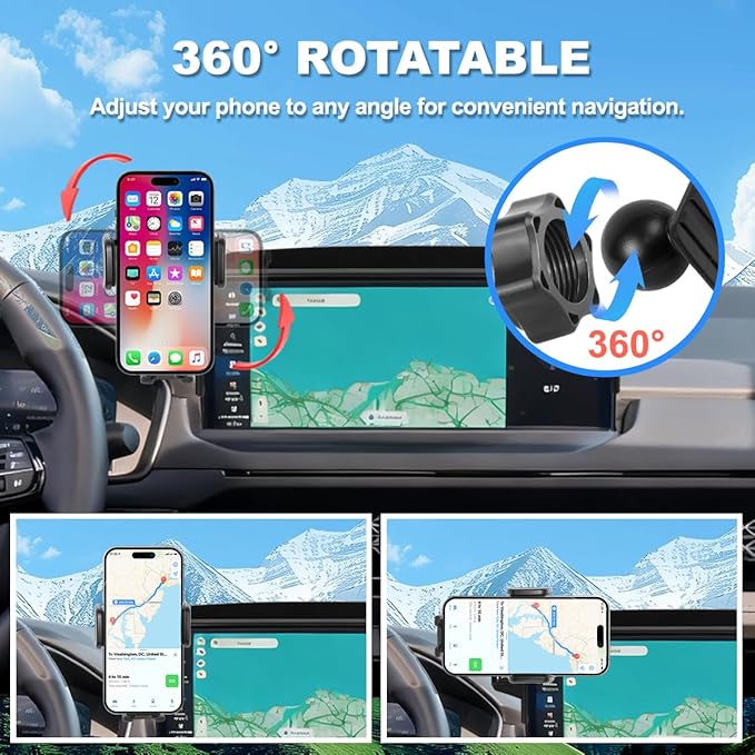 Car Phone Holder Fit for 2023-2025 Honda Accord Accessories Phone Mount 12.3-inch Screen Fixed Clip, Cell Phone Automobile Cradles Hands-Free 360 Degree Rotation Not Affect Air Vent