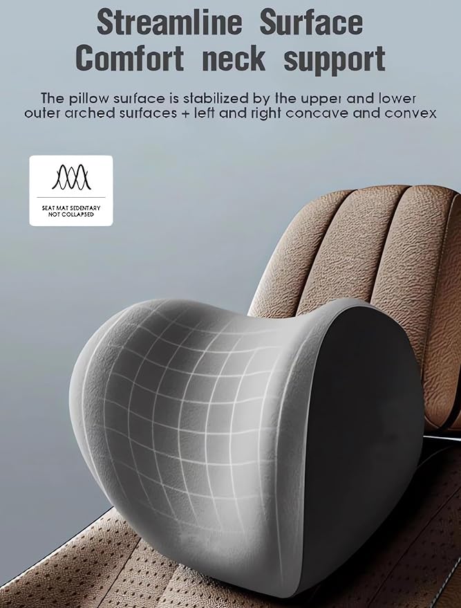 Car Headrest & Lumbar Support Cushion 2025 Upgrade Comfort Memory Foam Car Backrest and Neck Pillow Ergonomic Car Headrest & Lumbar Support for Driving Car Support Cushion for Office Chair Car (Black)