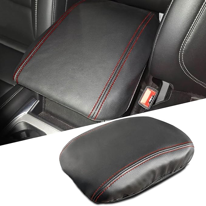 Center Console Cover for 2020-2025 Ford Explorer - Armrest Cover Middle Console Cover Durable Dog Scratch Proof for Explorer Interior Accessories 2025 2024 2023 2022 2021 2020 (Red Stitch