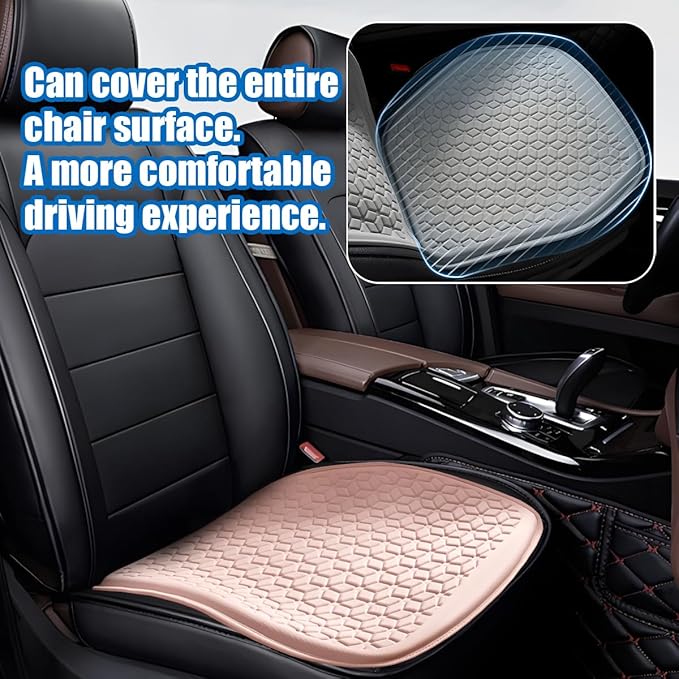 Gel Car Seat Cushion, Non-Slip & Comfortable Automotive Chair Protector Pad for Driving, Breathable Vehicle Interior Mat Cover Accessories, Universal for SUV Sedan Truck (Pink)