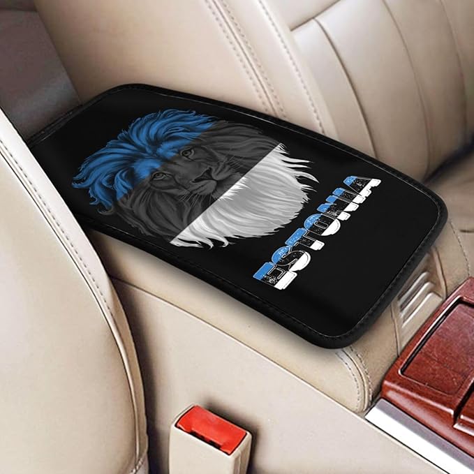 Vintage Estonia Estonian Flag Lion Head Auto Center Console Armrest Cover Car Handrail Box Cushion Pad Mat Universal Fit Most Vehicle Sedan Truck SUV Soft Comfort Decor Accessories