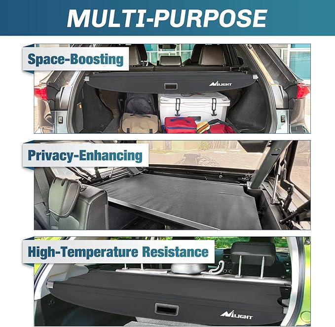 Nilight Trunk Cargo Cover for Toyota Venza 2021 2022 2023 2024, Retractable Security Shade Rear Cargo Cover, with Trunk Storage Net