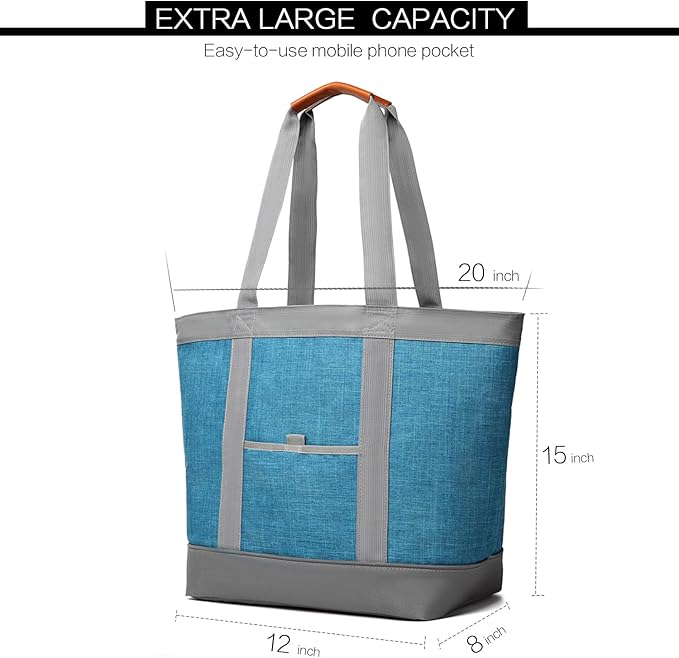 Insulated Cooler Bag Reusable Grocery Tote Bags Transport Large Lunch Box for Women