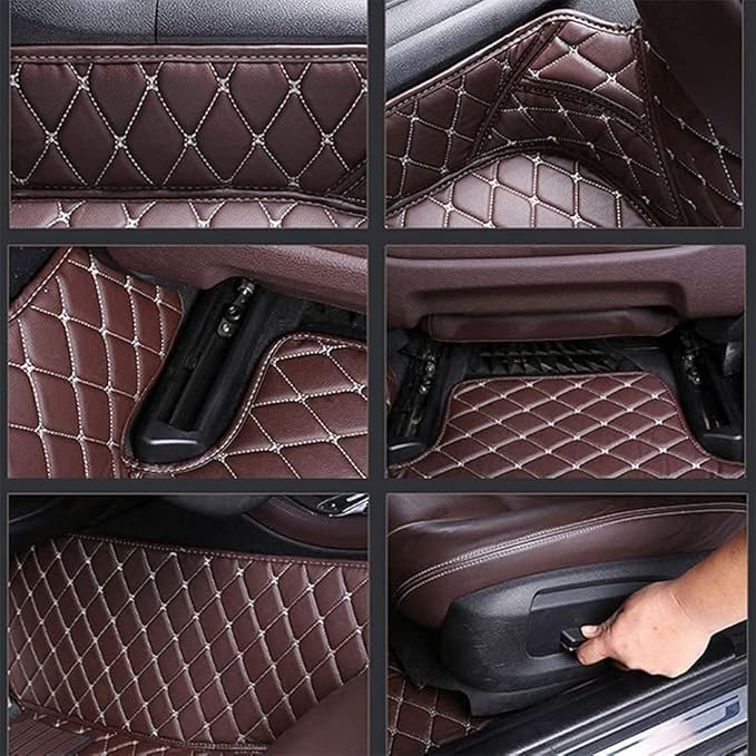 Custom Car Floor Mats Fit for 99% Sedan SUV Sports Car Protection Full Coverage Pads Anti-Slip Leather Floor Lining Pads All Weather Car Floor Mats (Black)