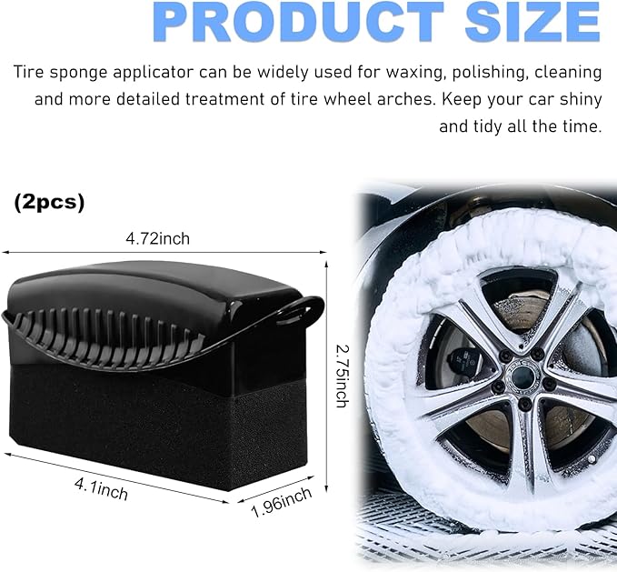 2 PCS Tire Dressing Applicator, Car Tire Shine Applicator Polishing Sponge Pads with Lid, Waxing Polishing Cleaning Tools Wheel Applicator Foam, Detailing Car Accessories (Black)