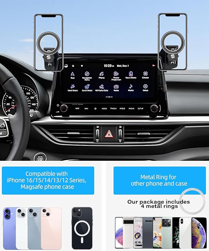 Car Phone Holder for Kia Forte 2022 2023 2024 Accessories Apply to 10.25 Inch Touch Screen Fixed Clip Magnetic Cell Phone Mount Hands-Free 360 Degree Rotation