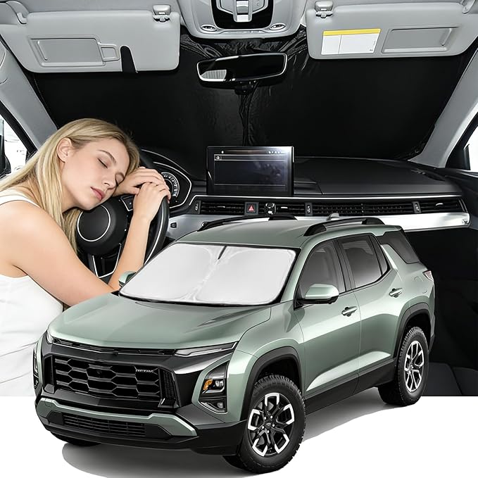 Windshield Sunshade for Chevy Equinox 2025 2026 Sun Shade Car Windshield Accessories Upgrade 4 Layers Blocks UV Rays Custom Fit Equinox 240T Car Window Shades Front Windshield Keep Cool Foldable