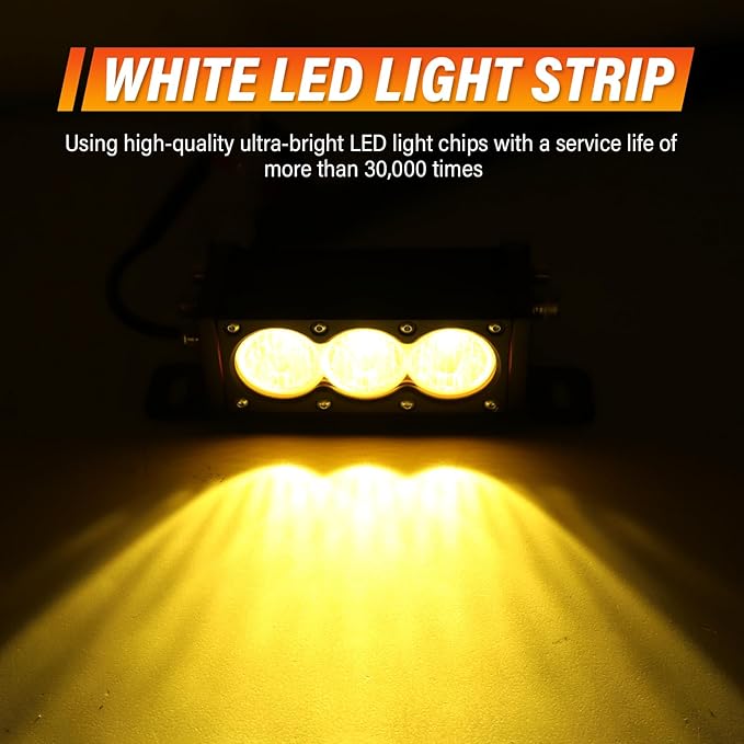 Willpower 2-Piece 6 Inch Single Row Amber LED Light Bar 30W Off-Road Light Bar Flood Beam LED Work Light Truck UTV 4x4 Cars SUVs ATVs Boats Fog Driving Light with Wiring Harness Kit