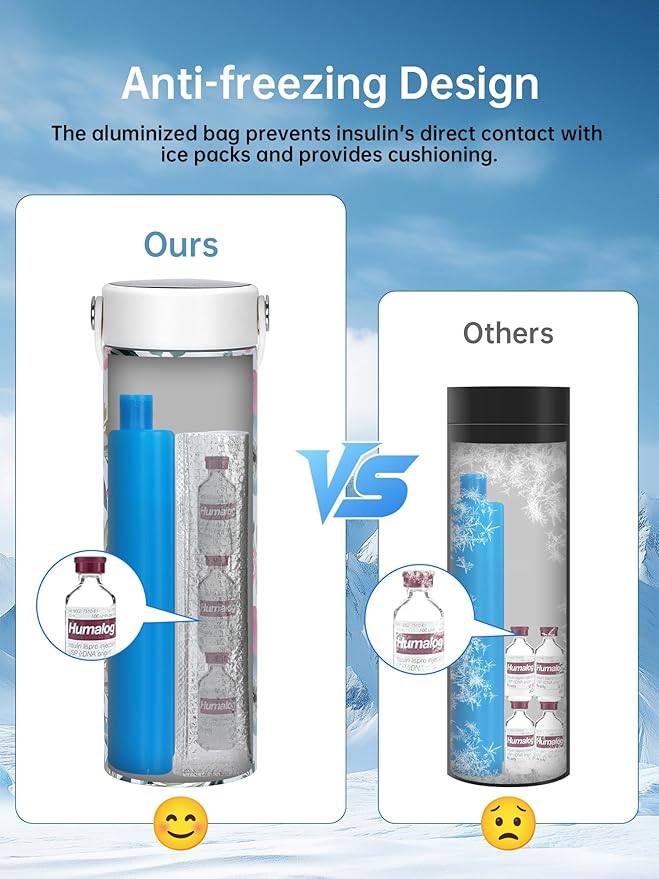 YOUSHARES Insulin Vials Protective Bag - Aluminum Foil Insulated Sleeves Compatible with Diabetic Pens & Peptide Vial, Medicine Organizer Protector for Diabetes Cooler Bottle Travel Case