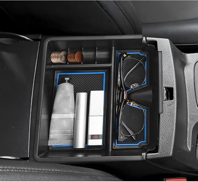 LUWU Ranger Center Console Organizer for 2019 2020 2021 2022 2023 Ford Ranger XL/XLT/Lariat/Raptor Accessories Armrest Console Storage Box Glove Organizer Tray ABS Material Blue