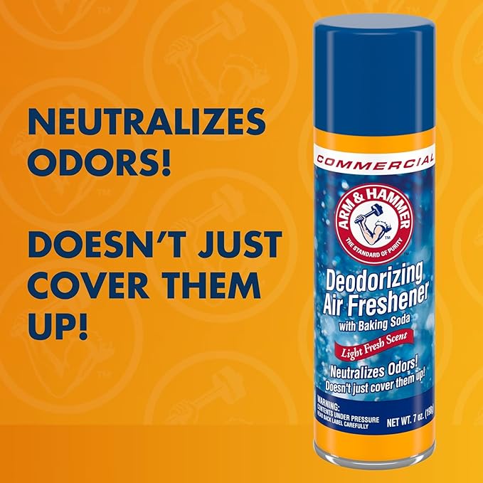 Arm & Hammer Baking Soda Air Freshener, Light Fresh, 7 Oz Aerosol Spray, 12/Carton