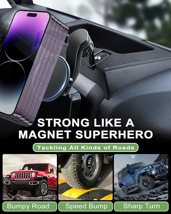 Magnetic Phone Mount for Jeep 2011-2017 Wrangler JK JKU - Dashboard Phone Holder with Magsafe for Jeep Wrangler Accessories (Not for JL JLU JT)