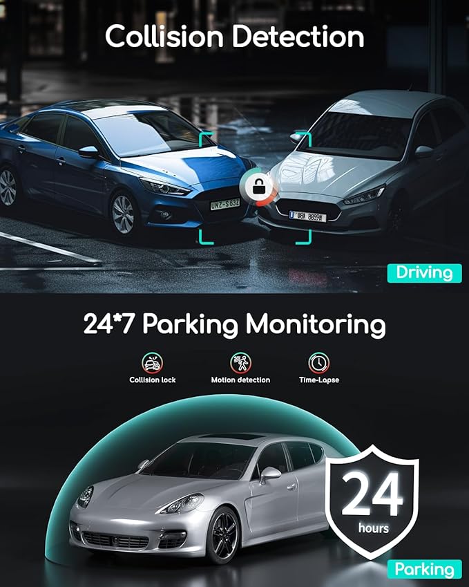 COOAU Dual Dash Cam 2.5K+1080P, Dash Cam Front and Inside, Built-in GPS and WI-FI, Dash Camera for Cars, Perfect for Uber and Taxi Drivers, Night Vision, Accident Record, 24Hr Parking Mode