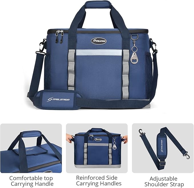 Maelstrom Collapsible Soft Cooler Bag,35/55/75 Cans Beach Cooler with Flip Top Lid, Ice Chest, Leakproof & Portable for Beach, Camping, Road Trips & Grocery Shopping