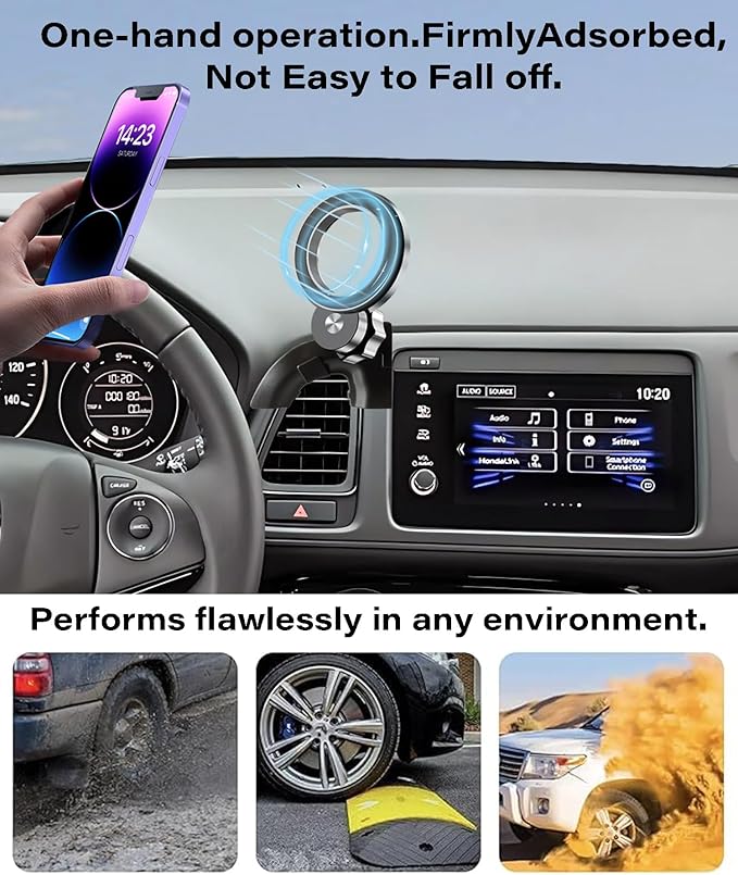 Car Phone Holder for Honda HRV HR-V 2016-2022 Accessories Compatible with MagSafe Cell Phone Mount Hands-Free 360 Degree Rotation Does Not Affect Air Vent