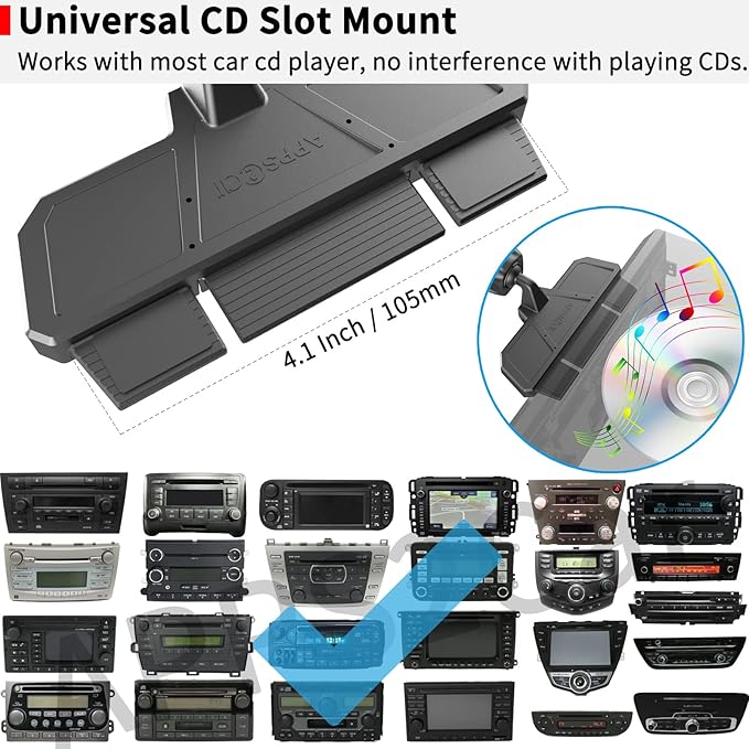 APPS2Car Sturdy CD Slot Phone Mount with One Hand Operation Design, Hands-Free Car Phone Holder Universally Compatible with All iPhone & Android Cell Phones, for Smartphone Mobile (Faux Leather)