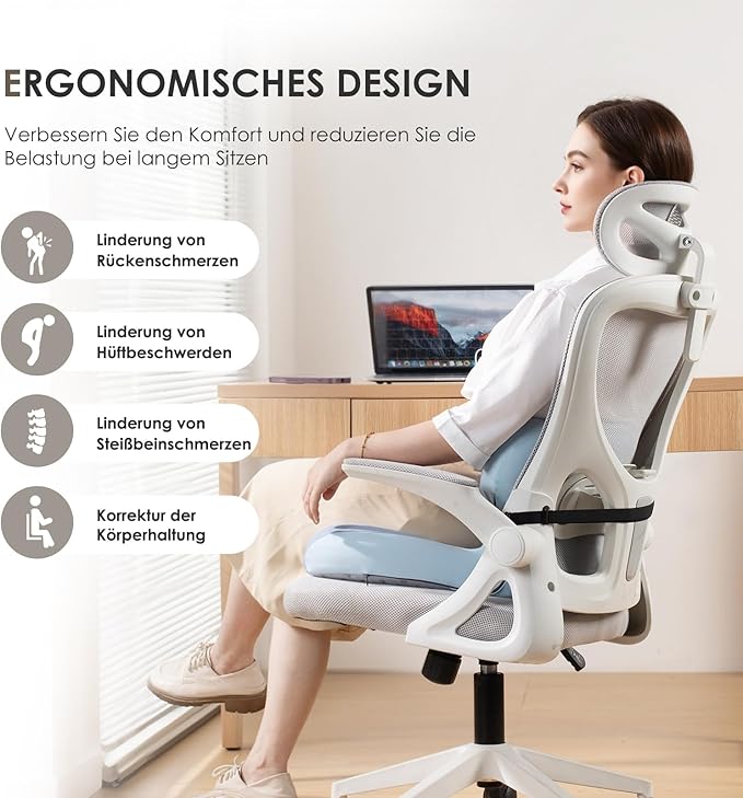 FLORICH Memory Foam Truck Seat Cushion,Car Seat Cushion and Lumbar Support Pillow for Office Chair, Ergonomic Back Support & Sciatica Relief for Long Drives(Blue)