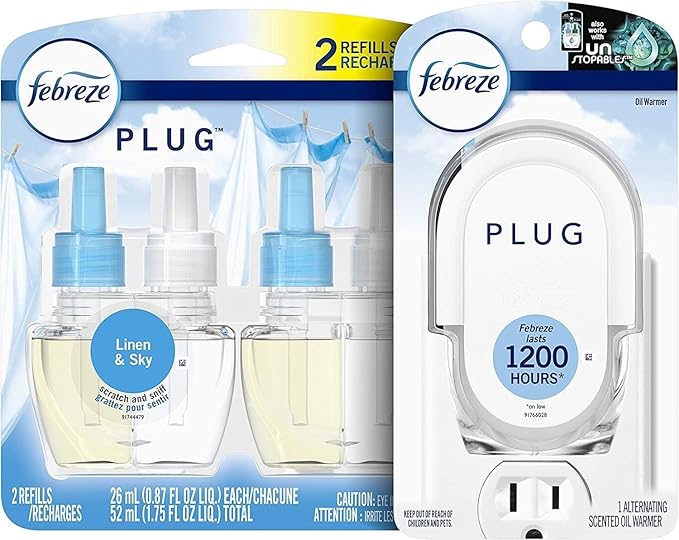 Febreze PLUG, Linen & Sky, Starter Kit & (2) .87 fl. oz. Refills