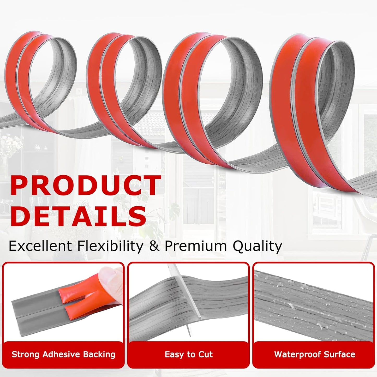 Flexible Wall Corner Protector Moulding Trim Peel and Stick Wall Corner Guards Edge Protector Self Adhesive Molding Trim Strip for Edge Ceiling (Light Gray Wood Grain, 2.4 in x 40 Ft)