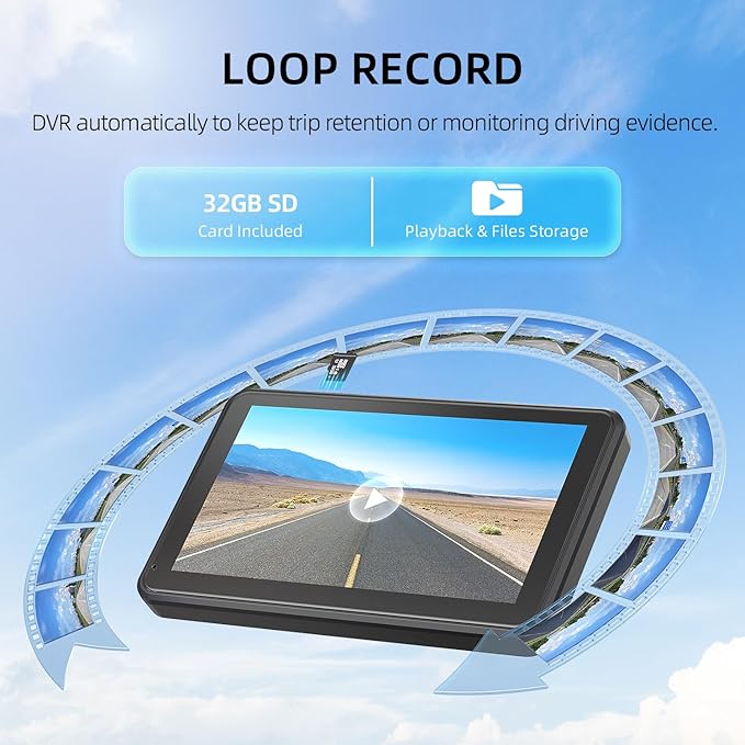 eRapta Dual Magnetic Solar Wireless Backup Cameras: HD1080P 7” Touchscreen Portable with DVR, BSD, 1-Min Install-Free IR Night Vision Hitch Backup Camera for Trailer/Truck/Small RV/Camper/Tractor