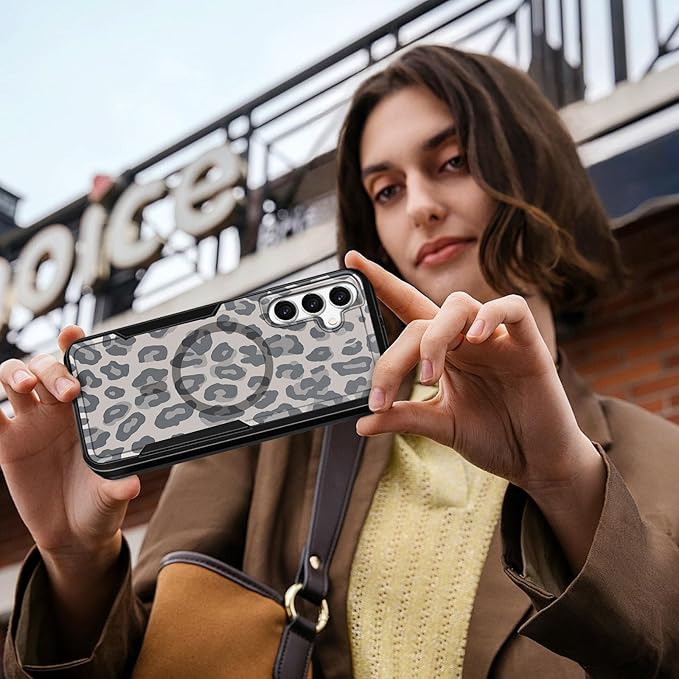 for Samsung Galaxy A16 5G Phone Case - Compatible with MagSafe Women Girls Cute Magnetic Protective Cover Cool Funny Unique Leopard Heavy Duty Shockproof Design for Samsung A16 5G Case