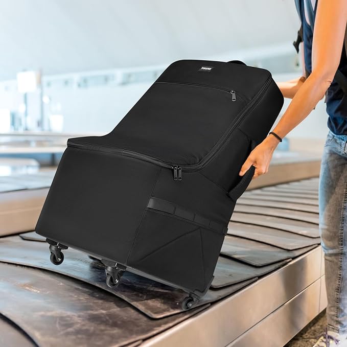 YOREPEK Padded Car Seat Travel Bag for Airplane with Wheels,Heavy Duty Carseat Bags for Air Travel,Rolling Airport Gate Check Bag,Travel Car Seat Backpack with Extra Storage for Baby Travel Essentails