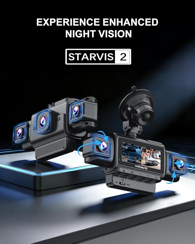 Dash Cam Front and Rear, 4-Channel 360° Coverage Car Dash Camera with STARVIS 2 Night Vision, GPS, 5.8GHz WiFi, 24H Parking Monitor, G-Sensor, 170° Wide Angle, 128GB Card Included