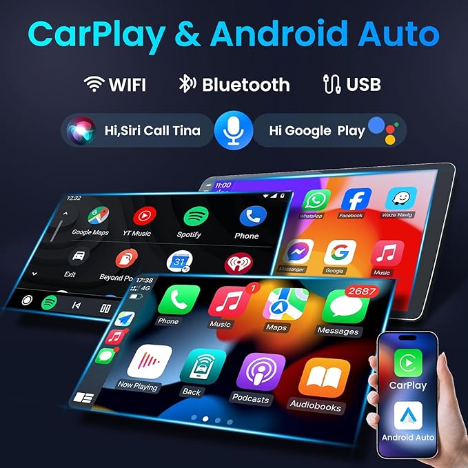 4Core 64ROM Car Radio for Dodge RAM 1500 2500 3500 2009-2012:Upgrade for Ram GPS SWC Bluetooth 5.0 10.2 Inch IPS Touchscreen Back-Up Camera Wireless CarPlay & Android Auto