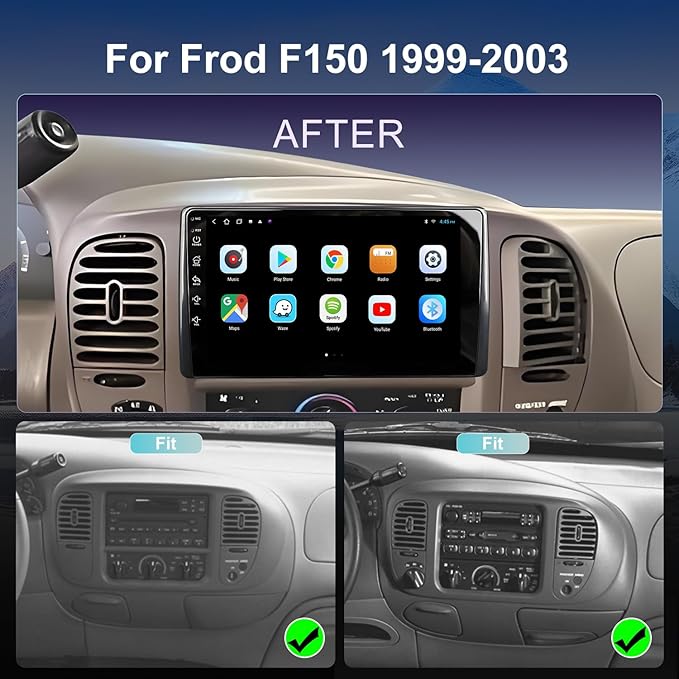 QLED Radio for Ford F150 1999 2000 2001 2002 2003 Upgrade,Touch Screen Stereo Replacement,Wireless carplay Android auto,Free Camera