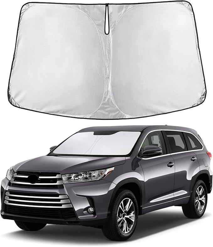 EcoNour Windshield Sunshade Compatible for Toyota Highlander 2014-2017 2018 2019, Sun Visor for Front Windshield & Window Sun Shade Cover, UV Heat Blocker & Protector, Car Accessories