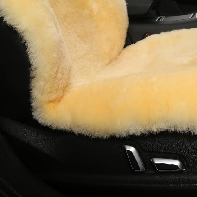 Natural Fur Sheepskin Universal car seat Covers for seat Cushion Auto Accessories (Yellow, Universal Fit Pack of 2)