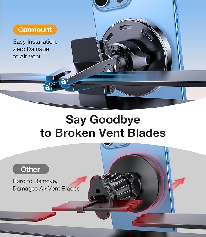 for MagSafe Car Mount Charger【20* N55 Magnet】 carmount 2.0 Magnietic Phone Holders for Your Car Air Vent Phone Mount for Car Vent Dashboard Wireless Car Charger for iPhone 17-12 Pro Max Magsafe Case