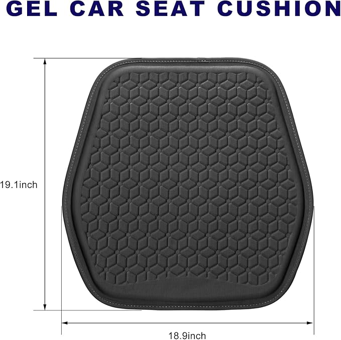 Gel Car Seat Cushion, Non-Slip Breathable Automotive Front Seat Bottom Cushion Pad, Comfortable & Cooling Seats Cover Interior Mat for Sedans SUVs Trucks, Car Accessories (Black)