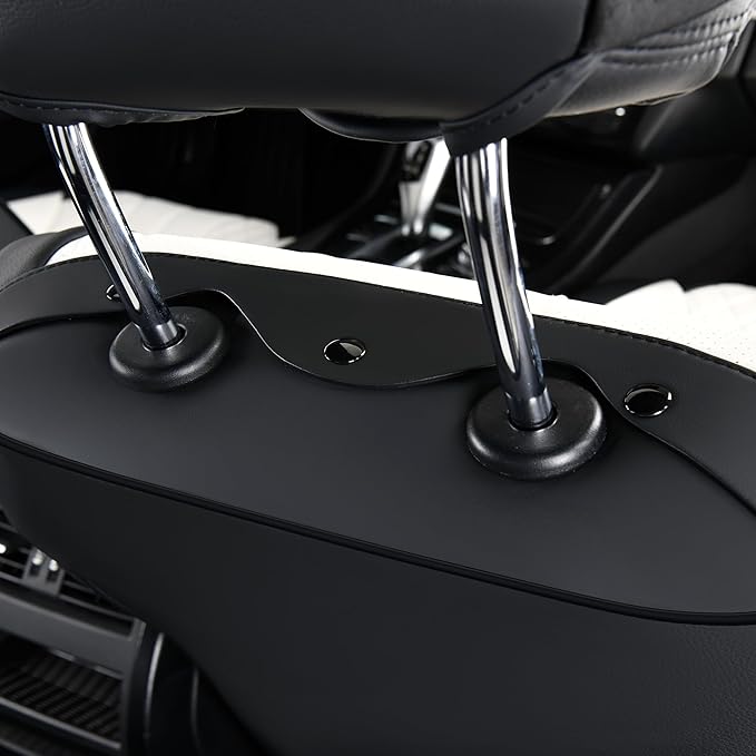 FLORICH Waterproof Front Car Seat Cover Faux Leather Automotive Seat Cover Front Car Seat Cushion Car Seat Protector Accessories Universal Fit for Most Cars SUV Trucks, Black&White